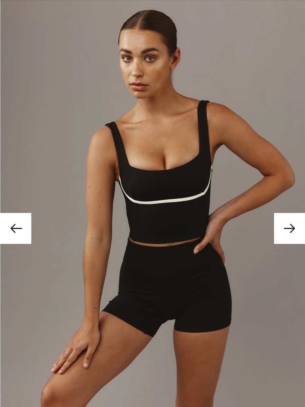 Monday Body Zion Crop Work Out Tank Bra- Black/Ivory - L/V